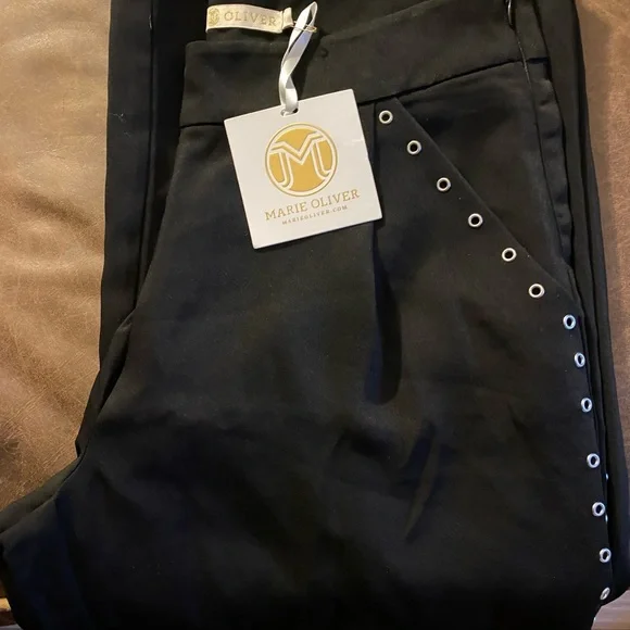 Marie Oliver Black Carter Grommet Lined Pants - Wide Leg Sz 6 and Sz 4 - Picture 5 of 6